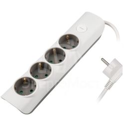 Удлинитель 4х1.4м с заземл. с выкл. бел. ET-04-140W JAZZway 5051799