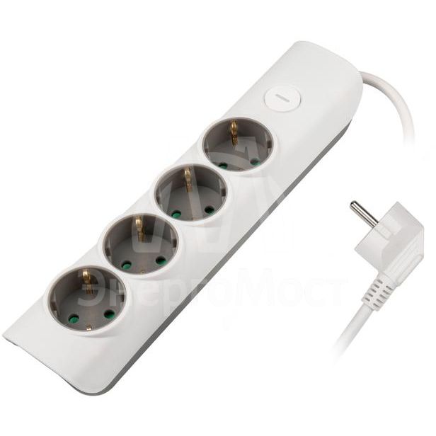 Удлинитель 4х1.4м с заземл. с выкл. бел. ET-04-140W JAZZway 5051799