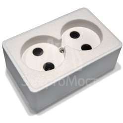 Розетка 2-м ОП 10А IP20 РА10-У04(У01) универс. БЕЛ. ЦЕРКОВЬ РА10-У04