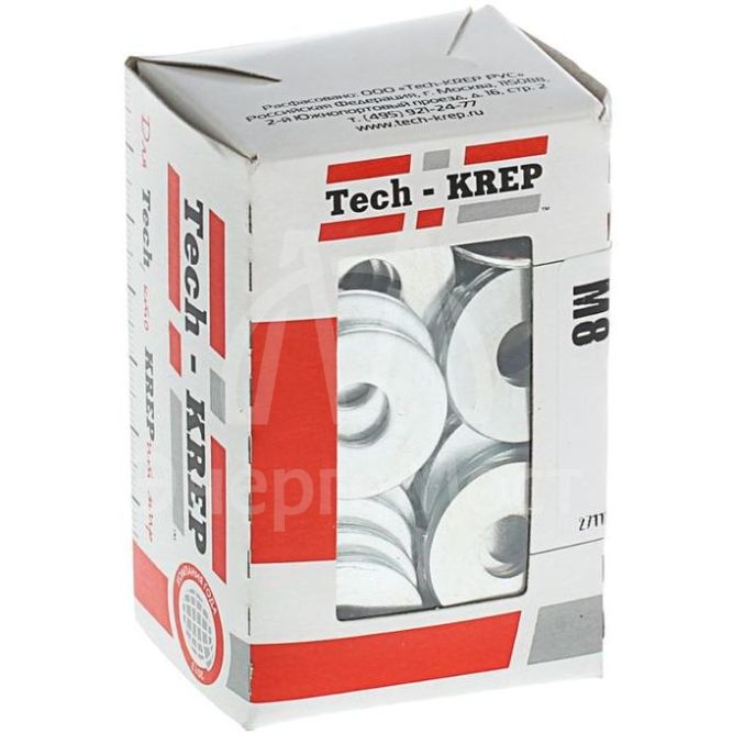 Шайба DIN9021 кузовная оцинк. М8 (уп.100шт) Tech-KREP 105266