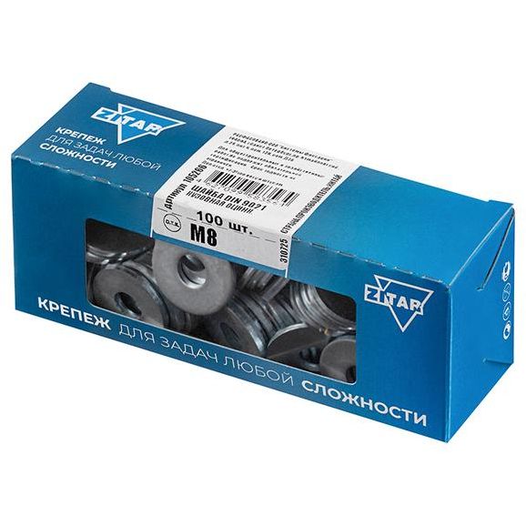 Шайба DIN9021 кузовная оцинк. М8 (уп.100шт) Tech-KREP 105266