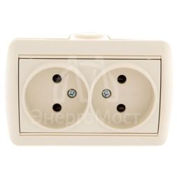 Розетка 2-м ОП Ната 16А IP20 без заземл. керам. крем. LEZARD 710-0300-128