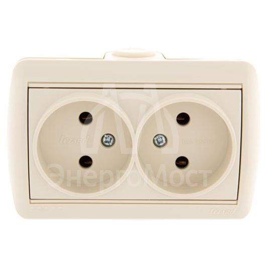 Розетка 2-м ОП Ната 16А IP20 без заземл. керам. крем. LEZARD 710-0300-128
