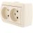 Розетка 2-м ОП Ната 16А IP20 без заземл. керам. крем. LEZARD 710-0300-128