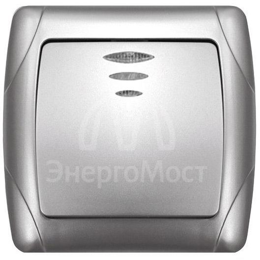 Выключатель 1-кл. СП Маргарита 10А IP20 с подсветкой серебр. UNIVersal М0121-S