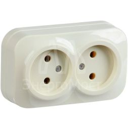 Розетка 2-м ОП GLORY РС22-2-ХК 10А без заземл. крем. IEK ERH20-K33-10