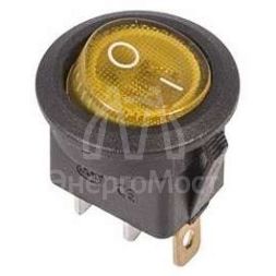 Выключатель клавишный круглый 250В 6А (3с) ON-OFF желт. с подсветкой (RWB-214 SC-214 MIRS-101-8) Rexant 36-2572