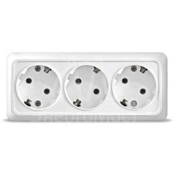 Розетка 3-м ОП Олимп с заземл. бел. UNIVersal 1161