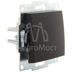 Механизм выключателя 1-кл. 1п СП Karina 10А IP20 с подсветкой черн. бархат LEZARD 707-4288-111