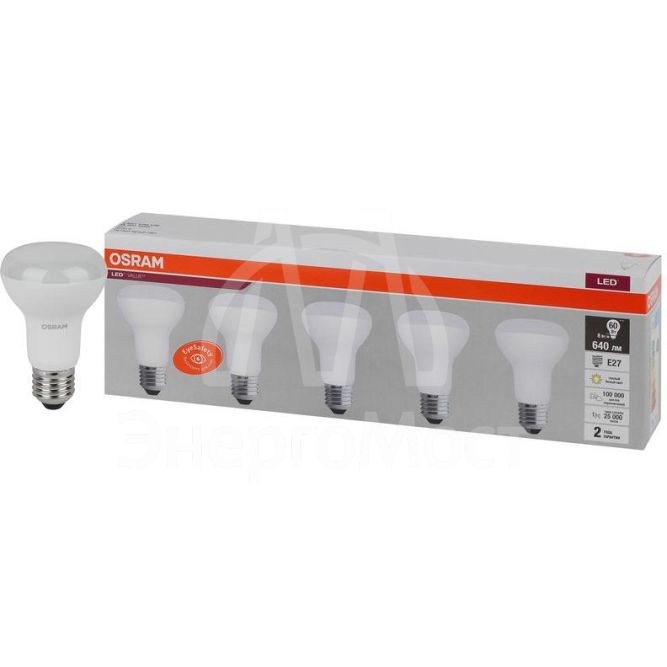 Лампа светодиодная LED Value LVR60 8SW/830 230В E27 2х5 (уп.5шт) OSRAM 4058075584037