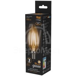 Лампа светодиодная Black Filament Свеча E14 9Вт 2700К Gauss 103801109