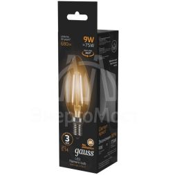 Лампа светодиодная Black Filament Свеча E14 9Вт 2700К Gauss 103801109