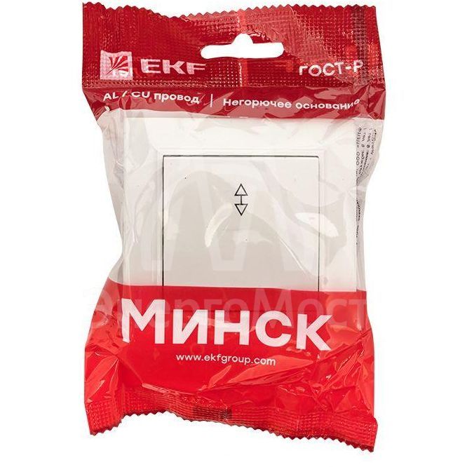 Выключатель проходной 1-кл. СП Минск 10А IP20 бел. Basic EKF ERV10-025-10