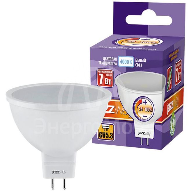 Лампа светодиодная PLED-DIM JCDR 7Вт 4000К бел. GU5.3 540лм 220-240В диммир. JazzWay 1035431