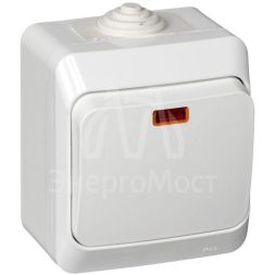 Выключатель 1-кл. ОП Этюд 10А IP44 10AX с подсветкой бел. SE BA10-045B