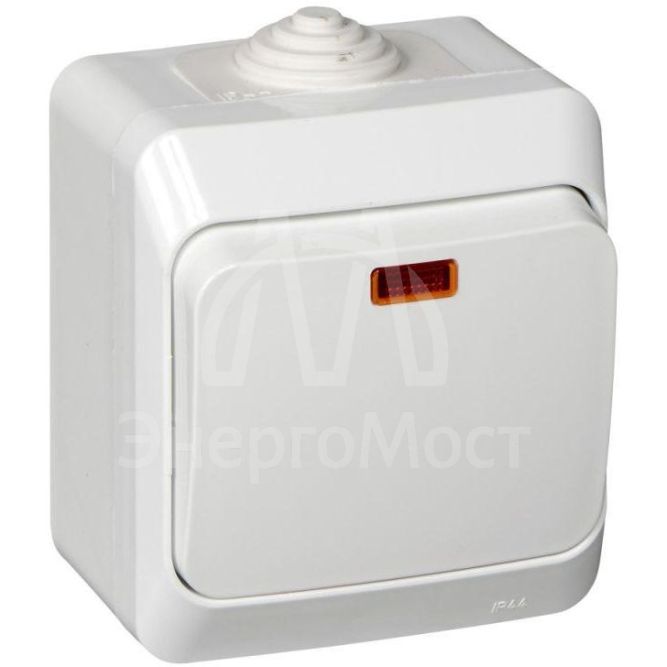 Выключатель 1-кл. ОП Этюд 10А IP44 10AX с подсветкой бел. SE BA10-045B