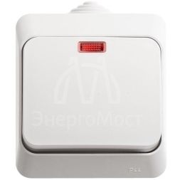 Выключатель 1-кл. ОП Этюд 10А IP44 10AX с подсветкой бел. SE BA10-045B