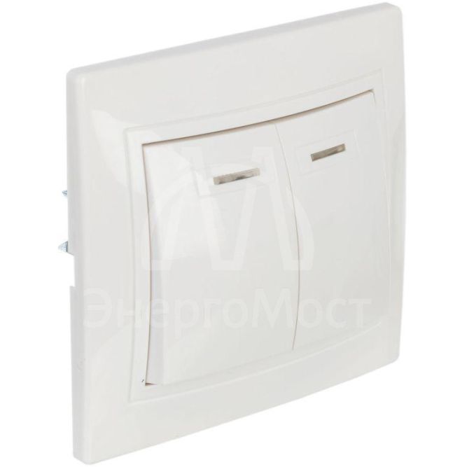 Выключатель 2-кл. СП Кварта 10А IP20 ВС10-2-1-КБ с индикацией бел. IEK EVK21-K01-10-DM