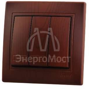 Выключатель 3-кл. СП Mira 10А вишня LEZARD 701-0601-109