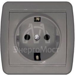 Розетка 1-м ОП Клио 16А IP44 с заземл. сер. UNIVersal К2228-Gr