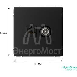 Розетка компьютерная + телевизионная 2-м ArtGallery RJ45 + TV кат.5E карбон SE GAL001089