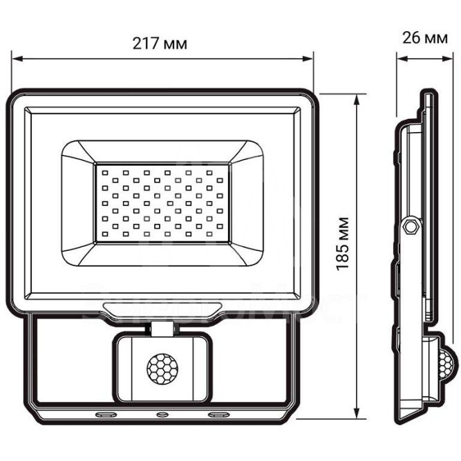 Прожектор PFL-C3 SENSOR 50Вт 6500К IP65 Jazzway 5026940