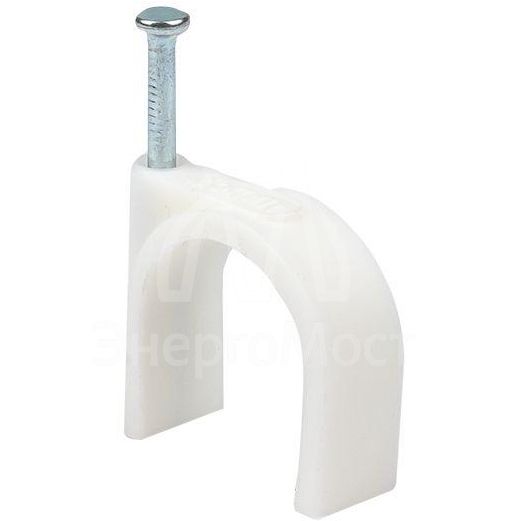 Скоба крепежная круглая с гвоздем d25мм пластик. (уп.50шт) EKF plcn-sr-25