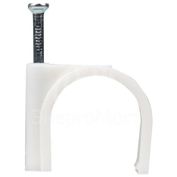 Скоба крепежная круглая с гвоздем d25мм пластик. (уп.50шт) EKF plcn-sr-25