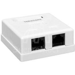 Розетка настенная TERACOM PRO кат.6 неэкранированная 2 порта RJ-45 Dual IDC бел. EKF TRP-WBOX-2RJ45-6UTP-WH