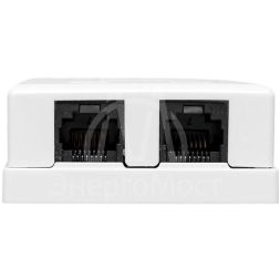 Розетка настенная TERACOM PRO кат.6 неэкранированная 2 порта RJ-45 Dual IDC бел. EKF TRP-WBOX-2RJ45-6UTP-WH