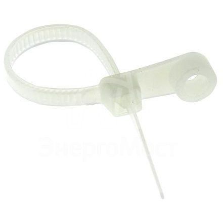 Хомут кабельный 3.6х100 нейл. бел. с отверстием для крепления (уп.100шт) EKF plc-c-o-3.6x100