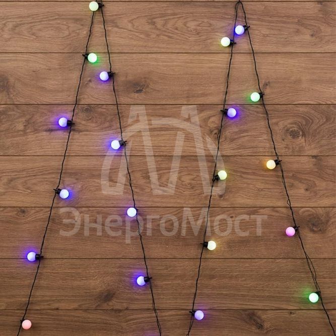 Гирлянда &amp;quot;LED-Шарики&amp;quot; 5м d=30мм 25LED RGB темно-зел. провод 6Вт 220В IP20 NEON-NIGHT 303-569