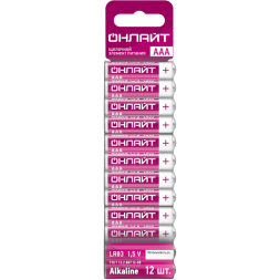 Элемент питания алкалиновый 90 624 OBT-ALK-LR03-BP12 (блист.12шт) ОНЛАЙТ 90624