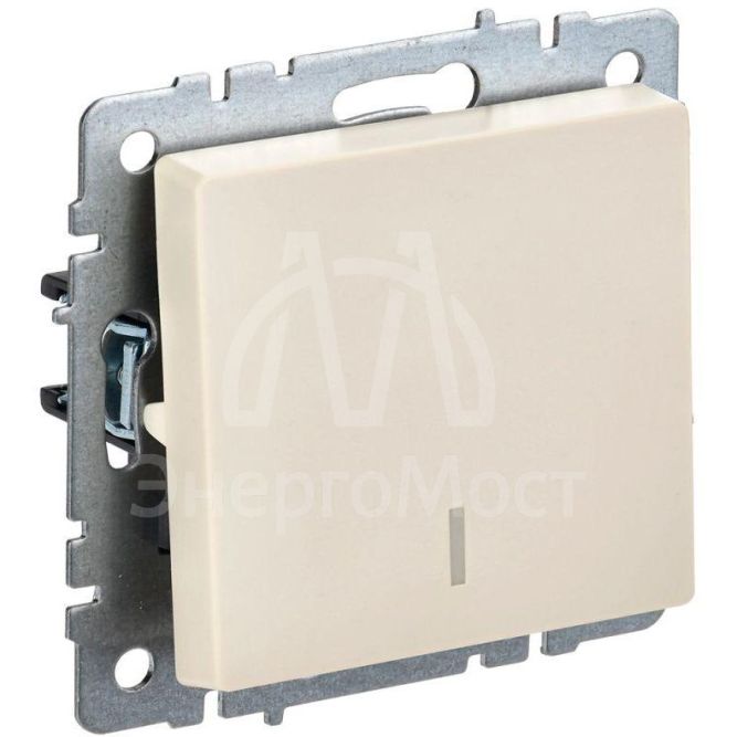 Выключатель 1-кл. СП BRITE ВС10-1-1-БрКр 10А с инд. беж. IEK BR-V10-1-10-K10
