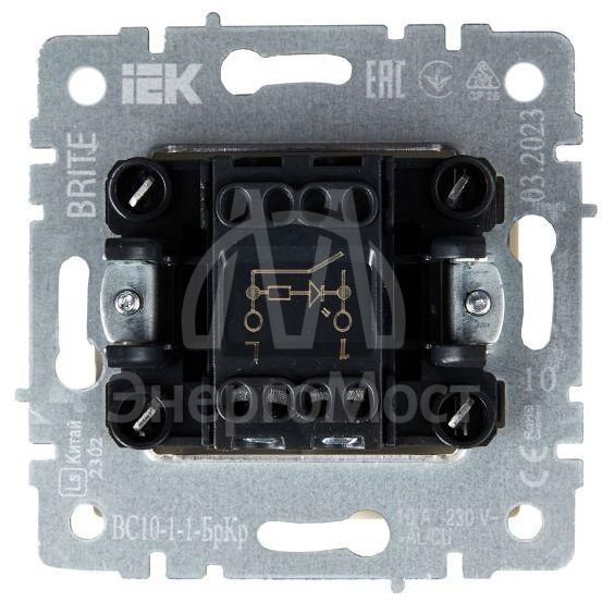 Выключатель 1-кл. СП BRITE ВС10-1-1-БрКр 10А с инд. беж. IEK BR-V10-1-10-K10