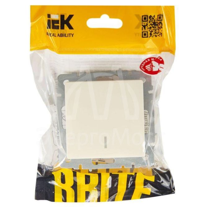 Выключатель 1-кл. СП BRITE ВС10-1-1-БрКр 10А с инд. беж. IEK BR-V10-1-10-K10