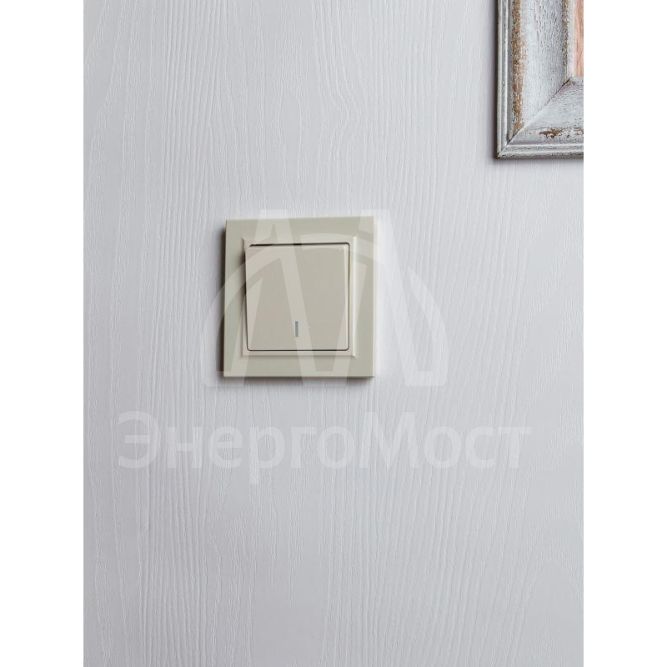 Выключатель 1-кл. СП BRITE ВС10-1-1-БрКр 10А с инд. беж. IEK BR-V10-1-10-K10