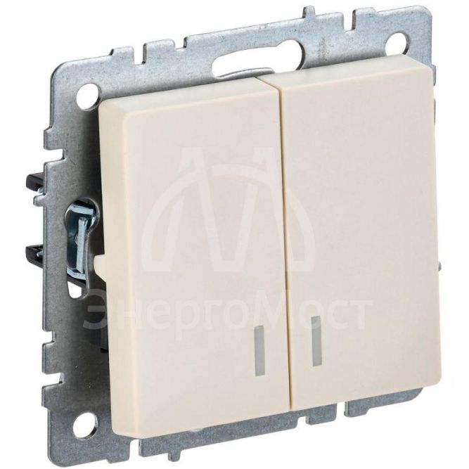 Выключатель 2-кл. СП BRITE ВС10-2-1-БрКр 10А с инд. беж. IEK BR-V20-1-10-K10
