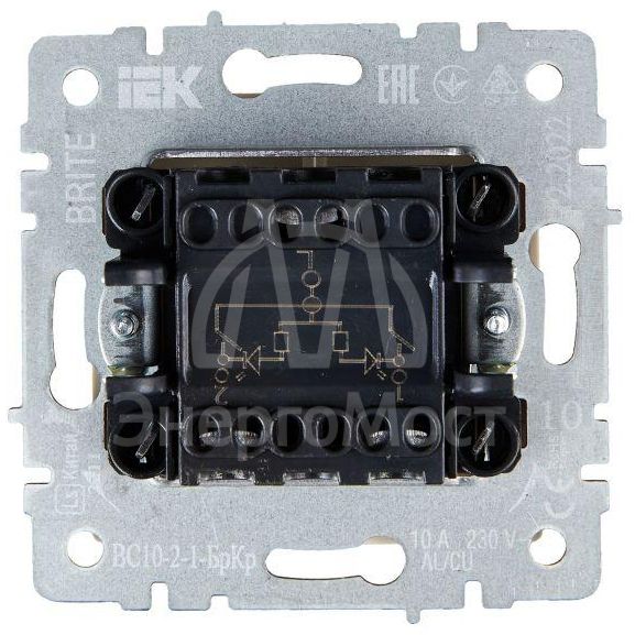 Выключатель 2-кл. СП BRITE ВС10-2-1-БрКр 10А с инд. беж. IEK BR-V20-1-10-K10
