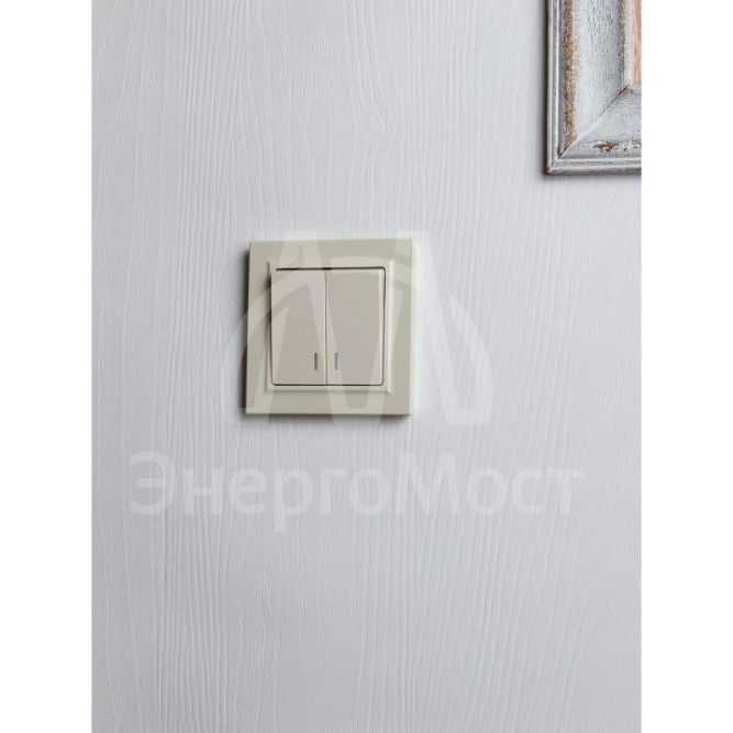 Выключатель 2-кл. СП BRITE ВС10-2-1-БрКр 10А с инд. беж. IEK BR-V20-1-10-K10