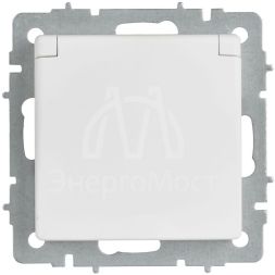 Розетка BRITE РСбш10-3-БрАБ 16А IP20 с заземл. защ. шторки с крышкой механизм арктич. бел. IEK BR-R16-16-K91