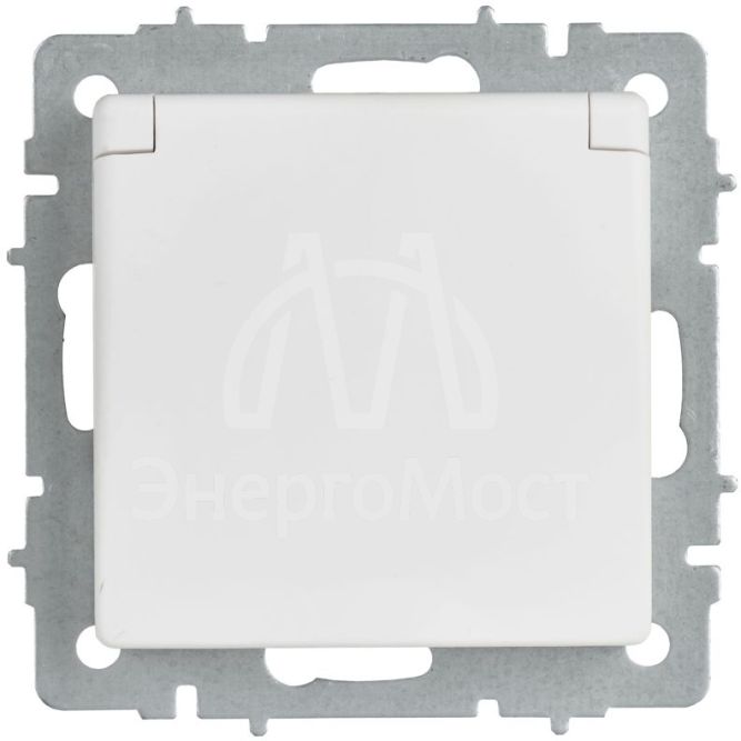 Розетка BRITE РСбш10-3-БрАБ 16А IP20 с заземл. защ. шторки с крышкой механизм арктич. бел. IEK BR-R16-16-K91