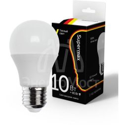 Лампа светодиодная Supermax А60 10Вт стандарт E27 230В 3000К КОСМОС Sup_LED10wA60E2730