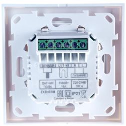 Термостат программируемый ET-44(w) с Wi-Fi 3.6кВт 16А для теплых полов датчик пола; датчик воздуха с возможн. установкой в рамку Legrand Valena и Schneider Unica бел. Extherm ET-44(w)