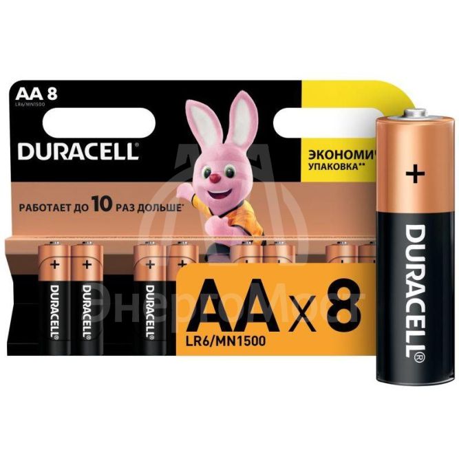 Элемент питания алкалиновый LR LR6-8BL BASIC (блист.8шт) Duracell C0037387