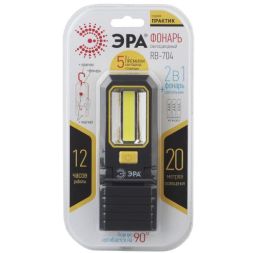 Фонарь RB-704 рабочий серия "Практик" 5Вт COB + 3хLED пласт. 3хAAA крючок; 2 магнита блист. ЭРА Б0029179