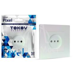 Розетка 1-м СП Pixel 16А IP20 без заземл. в сборе перламутр. TOKOV ELECTRIC TKE-PX-R1F-C04