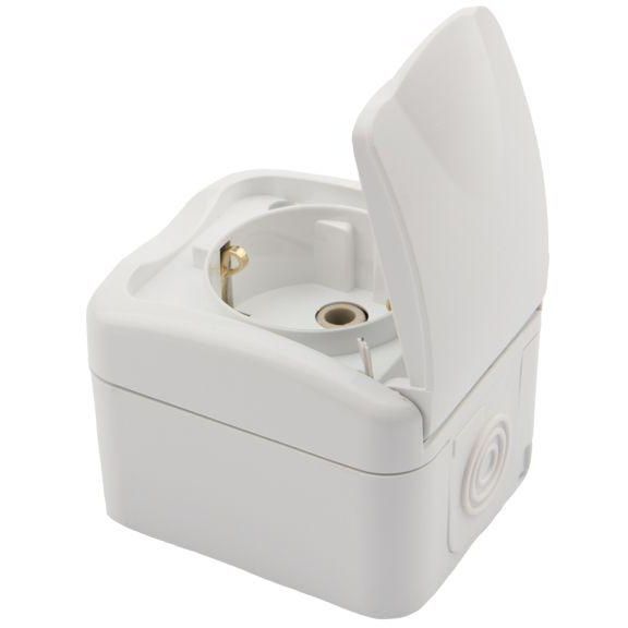 Розетка 1-м ОП Mini OG с заземл. керамика IP54 бел. Kranz KR-78-0605