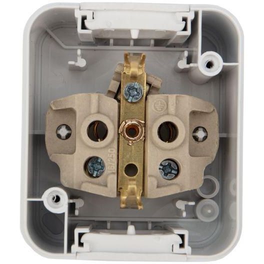 Розетка 1-м ОП Mini OG с заземл. керамика IP54 бел. Kranz KR-78-0605