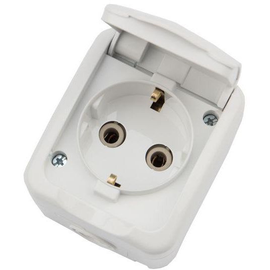 Розетка 1-м ОП Mini OG с заземл. керамика IP54 бел. Kranz KR-78-0605